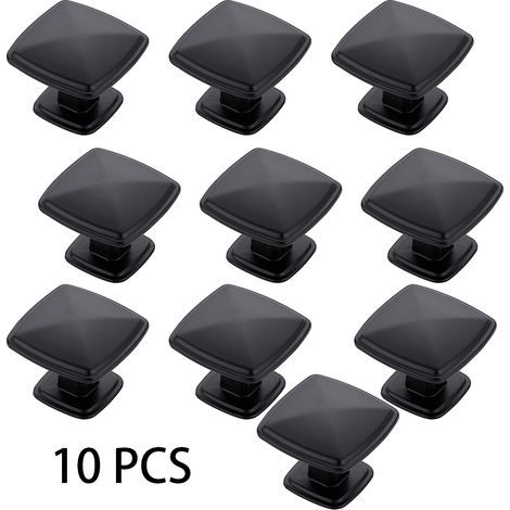 Ensemble de 10 boutons de porte de cuisine noirs mats de 3,2 cm (1-1/4 po) à trou simple