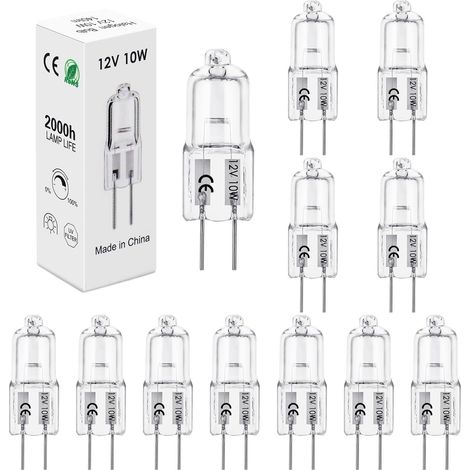 12 Ampoule G4, Halogène 12V 10W, Dimmable Blanc Chaud 2700K, Pour Hotte Four Plafonnier (1/5)