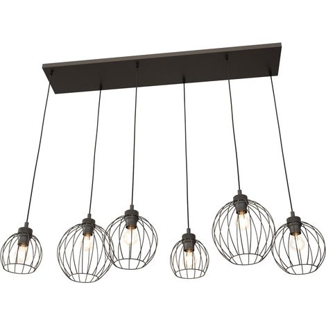 Suspension loft noire 6 globes E27 réglable Emibig (1/5)