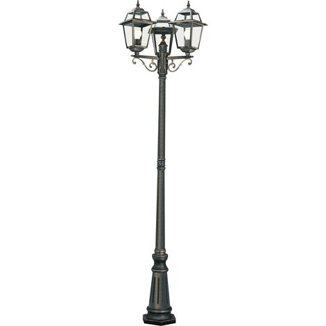 Lampione Da Esterno Vintage Nuova Orleans Alluminio Nero Vetro Oro 3 Luci E27 (1/5)