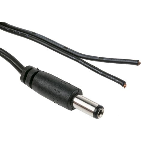 Câble d'alimentation, Noir, Câble à fiche mâle 2,1 mm vers Sans terminaison, 1.8m ( Prix pour 1 )