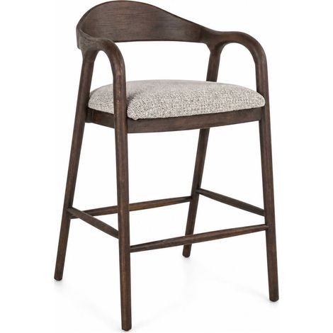 Tabouret de comptoir en bois foncé et tissu - mocca fancy (1/5)