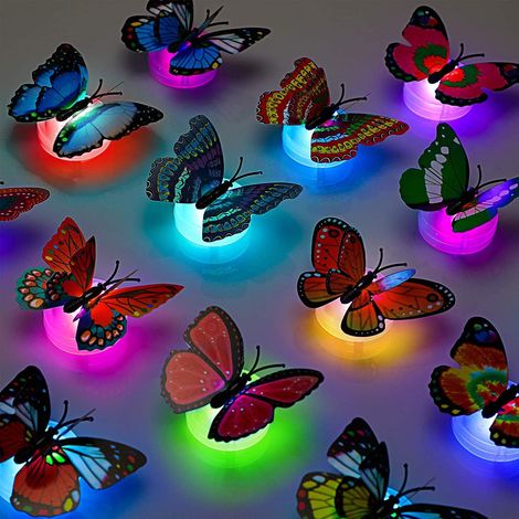 Children's Night Light,LED Butterfly Night Light,Child Mini Wall Light,5Pcs Indoor Bedside Lamp,Butterfly Wall Stickers with Stereo 3D Simulation,Home Decor Night Lights,Decoration (1/5)