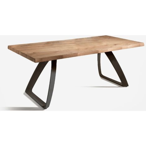 Timber, Tavolo fisso con top Impiallacciato Rovere naturale (90cm X 160cm H. 76cm) Made in Italy Duzzle (1/5)