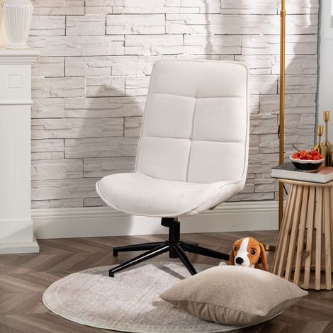 Fauteuil pivotant et inclinable 61x67x89 cm en tissu beige (1/5)