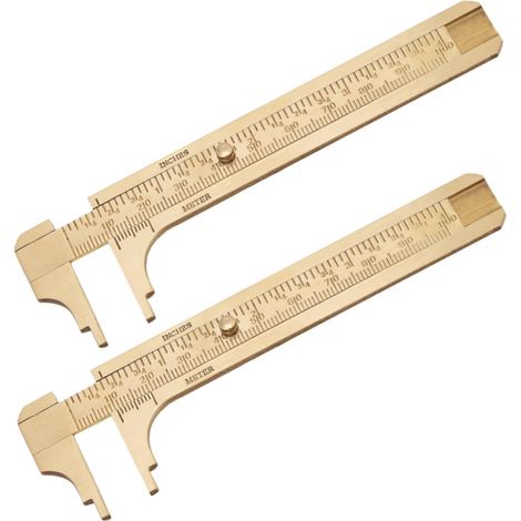 Règle à coulisse portable en laiton avec double échelle, 2 pièces (1/5)