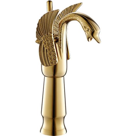 Washbasin faucets, Washbasin faucets, copper mixer taps, hot and cold water taps, long, gold (1/2)