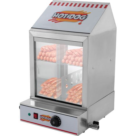 Machine à hot dog - 1200 W - Électrique - En acier inoxydable - 5 l - Machine à Vapeur Hot-Dogs à 2 Niveaux - Chauffe-petits pains - 86-230 °F - Pour cantines, magasins de commodité, restaurants (1/5)