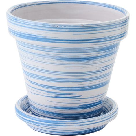 Cache-Pot Avec Soucoupe "Julio" 27cm Bleu (1/3)