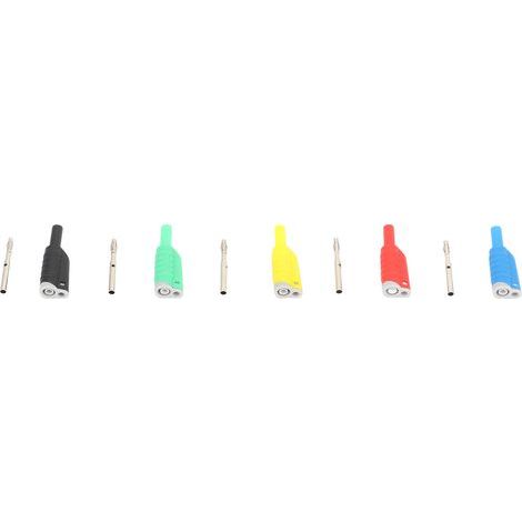 Fiche banane empilable de 4mm, 5 pièces, connecteur isolé de sécurité, 1000V Maximum 25A (1/5)