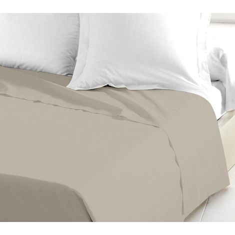 Sábana plana - HOGAR ENCANTADOR - 100% algodón - 240 x 300 cm - Beige Claro