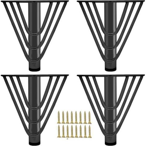 Pieds De Meubles - Métal Noir - 15 cm - Pour Canapé Table Basse - Lot De 4 (1/4)