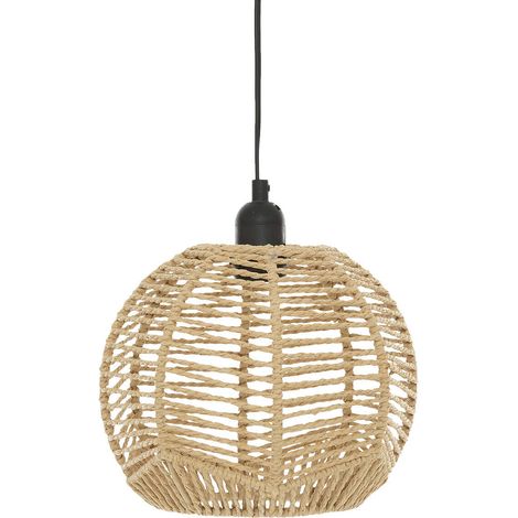 Hängelampe CAREN mit geflochtenem Lampenschirm, Ø 24 cm (1/4)