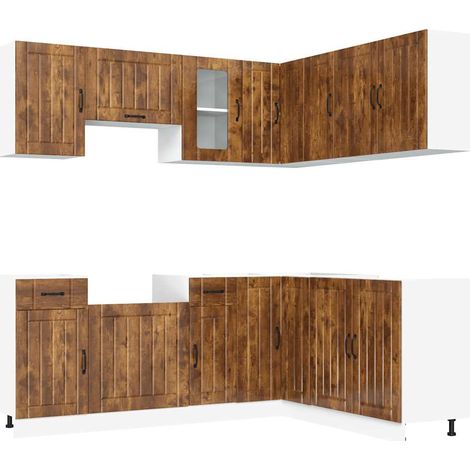 Maison Exclusive - Set Mobili da Cucina 11 pz Kalmar Rovere Fumo Legno Multistrato