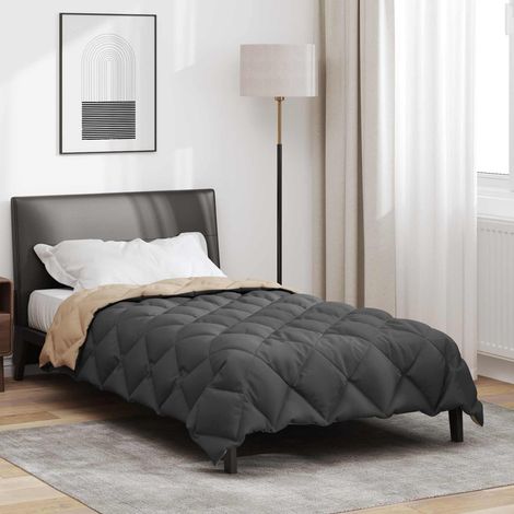 Winterbettdecke Anthrazit und Taupe 135 x 220 cm Mikrofaser