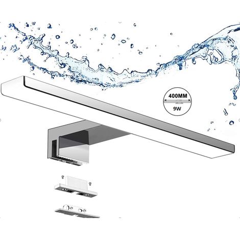 1 Lampe de miroir, 400 mm, LED 10W, IP44 étanche, salle de bain (1/5)