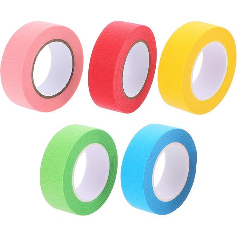 Rouleaux de Ruban Adhésif Coloré Forte Adhérence en Caoutchouc Lot de 5 pour Projets DIY et Organisation de Bureau (1/5)
