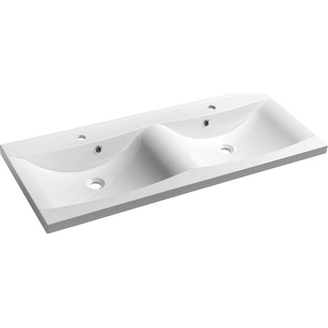 Sapho Lucia - Lavabo doppio 120x48 cm, 2 fori per il miscelatore, bianco 50122