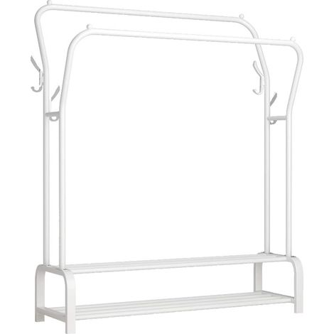 Porte-vêtements Multifonctionnel, Porte-Manteaux à Deux Pôles, Blanc (1/5)