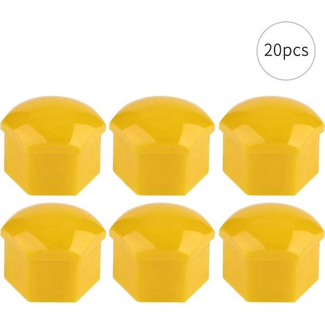 20 bouchons de protection anti-vol pour vis et écrous de moyeu de roue auto 17 mm jaunes (1/5)