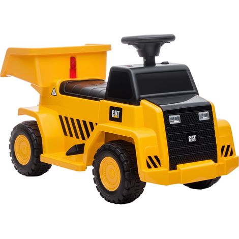 HOMCOM Elektro Kindertraktor, Spielfahrzeug mit kippbarer Ladefläche, Hupe, Elektroauto für Kinder, Aufsitztraktor mit Scheinwerfer, max. 3 km/h, für Kinder 1,5 bis 3 Jahre, Metall, Gelb