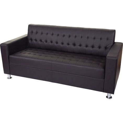 Canapé 3 places 180 cm style lounge assise rembourrée simili cuir marron pieds métal 040011359 (1/5)