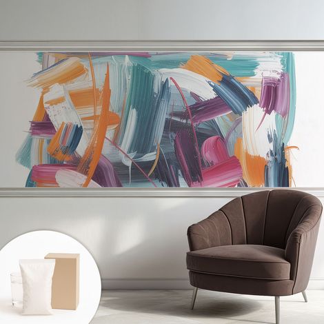 Papier peint intissé mural avec imprimé motifs uniques apparence moderne - Colle incluse gratuite Traits énergiques 250x104 cm (1/5)