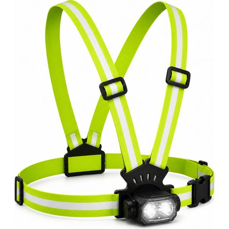 Lampada pettorale LED per running escursionismo bicicletta nero