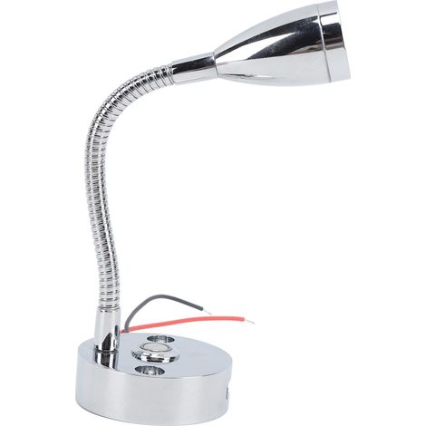 Verchromte LED-Leselampe für Wohnmobile, Nachttischlampe für Boote oder Yachten, USB-Anschluss, 3 einstellbare Lichtfarben, 12–24 V DC-Touch-Lampe (1/5)
