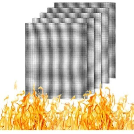 Tapis de barbecue en maille, 5 pièces, tapis de barbecue antiadhésif, tapis de barbecue réutilisables, tapis de cuisson en maille de barbecue durable pour charbon de bois, gaz, gril électrique, (1/5)