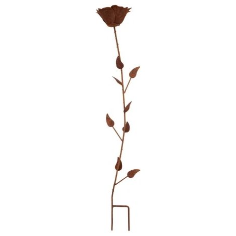 SOPORTE DE METAL CORTEN CON FORMA DE ROSA, DECORACIÓN RÚSTICA PARA JARDÍN O TERRAZA