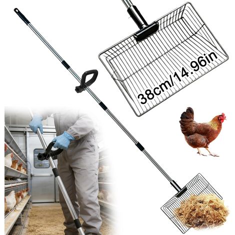 Pelle à Fientes pour Poulaillers: Pelle à Litière De Poule, avec Poignée De 150cm, Pelles à Tamis pour La Séparation du Poulet, Pelles à Fumier De Poulet 3 en 1 pour Chien, Poulailler, Chat (1/5)