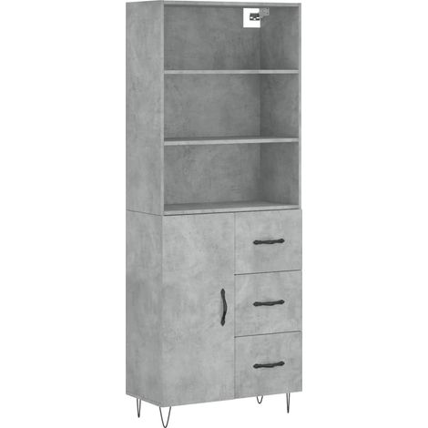 Credenza buffet cassettiera mobile contenitore organizer cucina soggiorno soggiorno alto 69,5 x 34 x 180 cm derivati del legno grigio 020034616