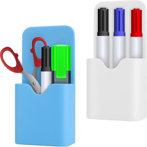 Lot de porte-marqueurs magnétiques pour tableau blanc effaçable à sec - Organiseur pour stylos/crayons/aimants/tableau blanc effaçable à sec - Organiseur de rangement pour réfrigérateur, armoire, casi (1/5)