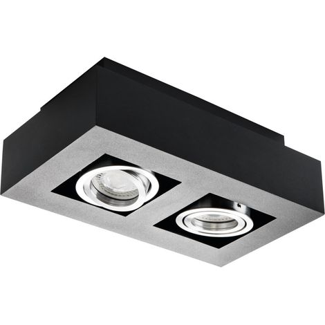 porta faretto decorativo stobi dlp lampada parete orientabile 2 luci nero GU10 (1/5)