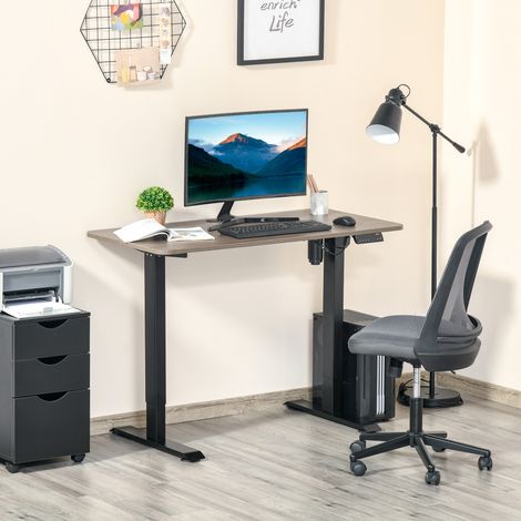Bureau assis-debout 120 x 60 x 72-116 cm, hauteur réglable, macro, 4 touches de mémorisation automatique, noir, idéal pour le télétravail ou le bureau à domicile. (1/5)