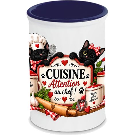 Pot à ustensiles chats noirs cuisine 13 cm Cbkréation (1/3)