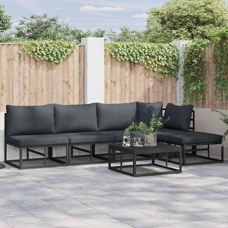 vidaXL Garden Sofa Set with Cushion 5 pcs Black Aluminium (1/5)
