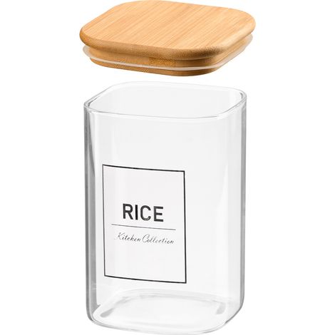 Contenitore per riso in vetro con coperchio in bambù da 1,2 l (1/4)