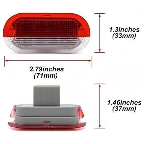 Jeu de 2 éclairages de courtoisie LED blancs et rouges pour portières, à placer sous les clignotants, compatibles avec VW Golf MK3 MK4, Jetta, Beetle, Polo et Vento (1/2)