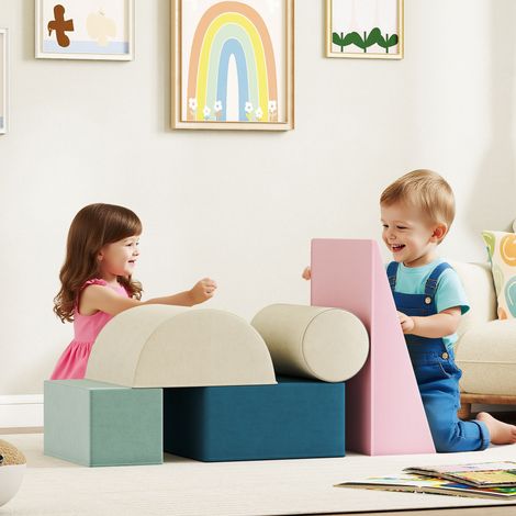 Parcours motricité bébé jouet d'escalade modulable 5 pièces housse lavable en velours 61 x 40,6 x 60 cm multicolore (1/5)