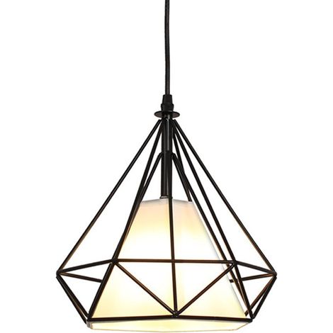 Retro Chandelier Industrial Pendant Light Black, Vintage Pendant Lamp 25CM Iron Cage Hanging Light E27 for Kitchen Dining Room Bar Cafeteria Restaurant