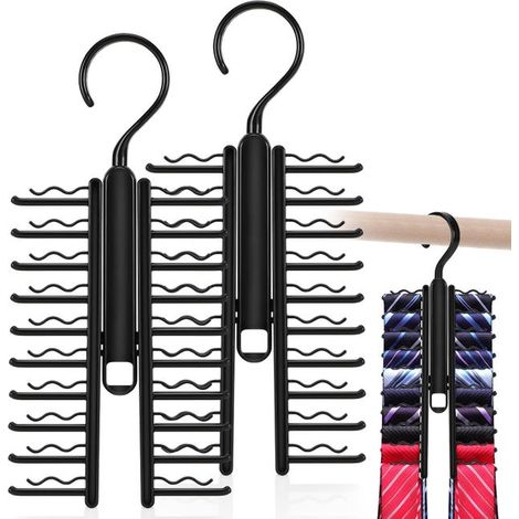 Set of 2 tie and belt holders, for 20 ties, with non-slip clip, adjustable X-shaped tie holder (1/5)