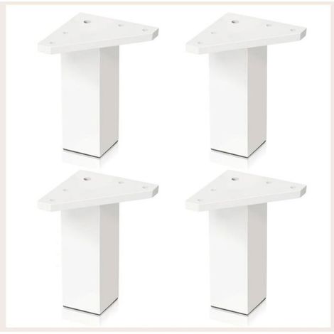 Pieds Meubles Blancs 10cm Lot 4, Vis Incluses, DIY Pour Tables, Pack 4 Pièces (1/4)