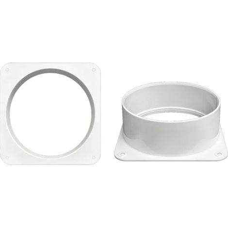Raccordo flangiato per condotto aria in PVC, piastra a muro - Bianco 3