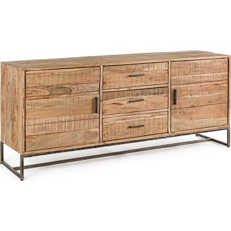 Buffet bas en bois d'acacia 2 portes 3 tiroirs bois et métal - MICHIGAN (1/5)