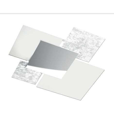 Plafoniera moderna top light shadow 1088 pl90 e27 led vetro lampada soffitto, colore foglia argento e bianco (1/4)