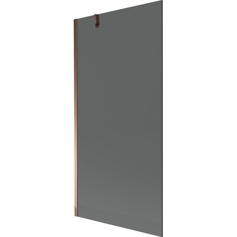 Mampara de Bañera 1 hoja Vidrio ahumado, 90x150 cm, Perfil cobre