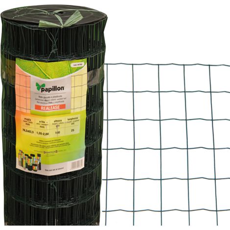 RETE Zincata finitura PVC PAPILLON elettrosaldata 76X63 H150 25MT PLASTICATA SGS (1/2)