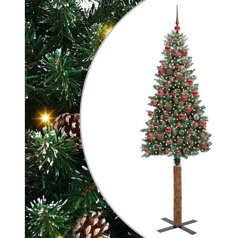 Schlanker Weihnachtsbaum mit 300 LEDs mit Ständer Grün 180 cm (1/5)
